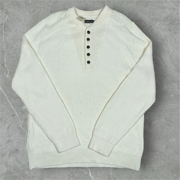 LL Bean Signature Mens Cream 1/2 Button Pullover Sweater Men’s XL New with Flaw - Picture 1 of 9